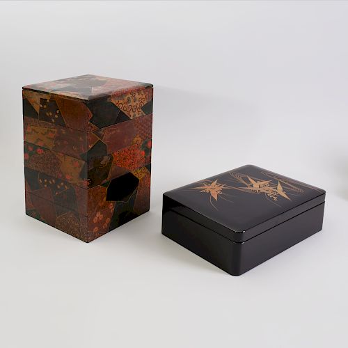 Japanese Black Lacquer and Parcel-Gilt Box 