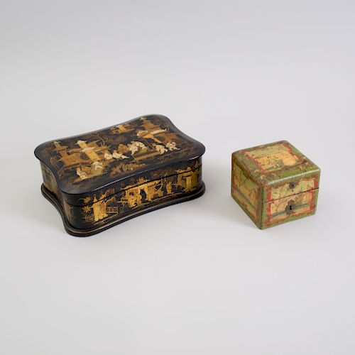 French Black Lacquer and Parcel-Gilt Box 