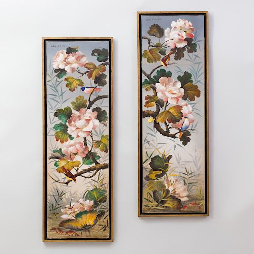 Wah Kee Wu (20th Century): Magnolia Branches Over a Lily Pond