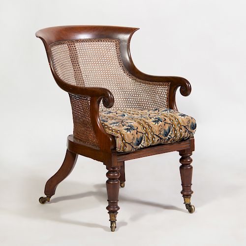 Regency Mahogany and Caned Desk Chair