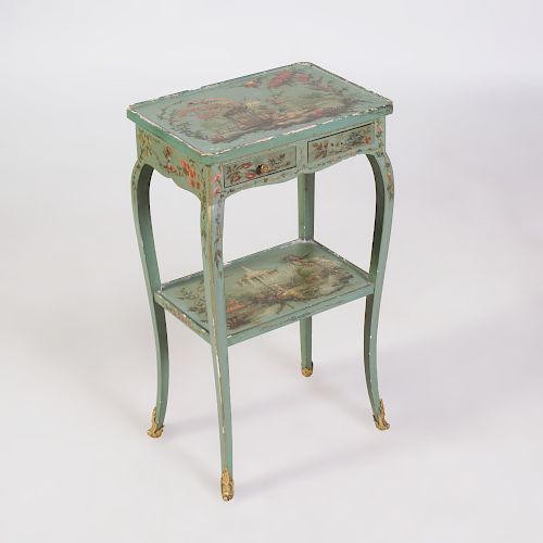 Louis XV Style Ormolu-Mounted Green Painted Table à Écrire