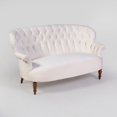 Victorian Tufted Muslin Upholstered Sofa
