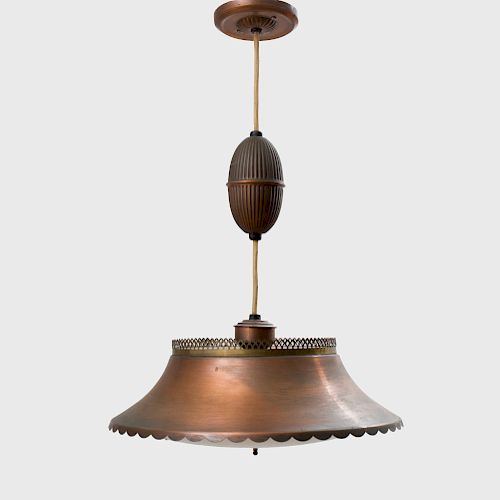 Small Copper and Brass Extension Light Fixture