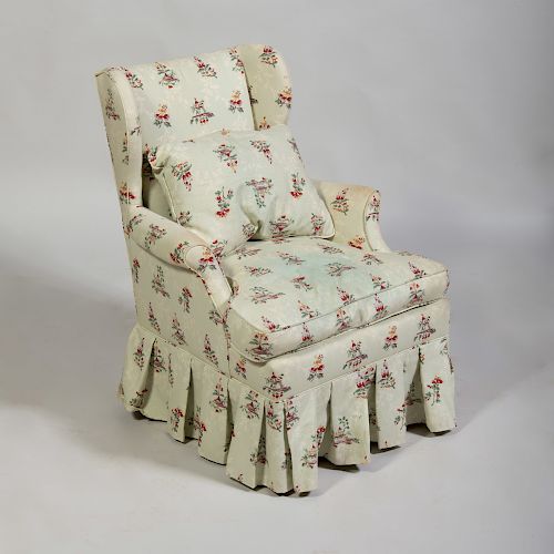 Linen Upholstered Wing Chair