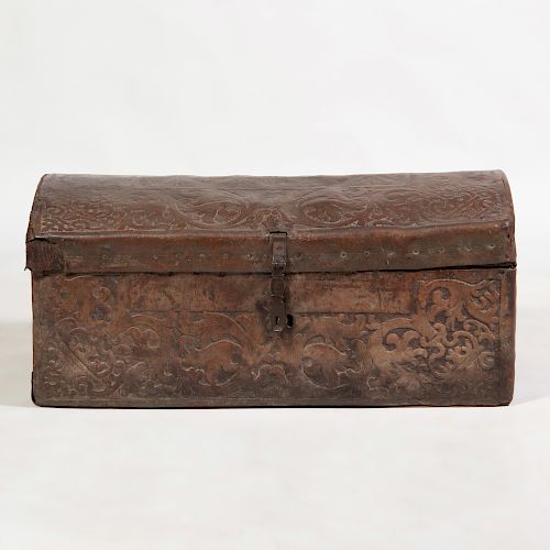 Continental Embossed Leather Domed Trunk