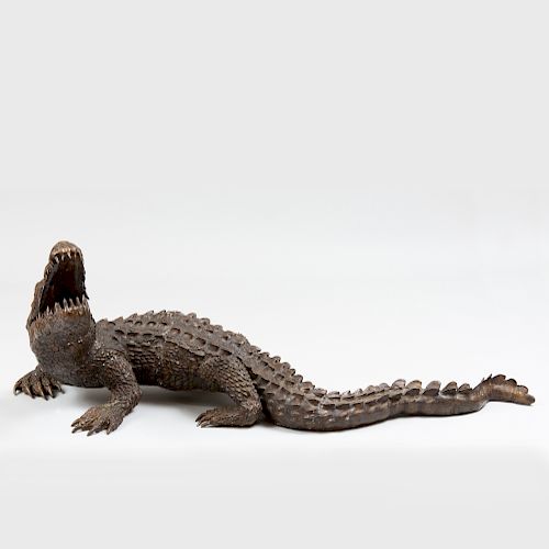 Large Bronze Model of a Crocodile