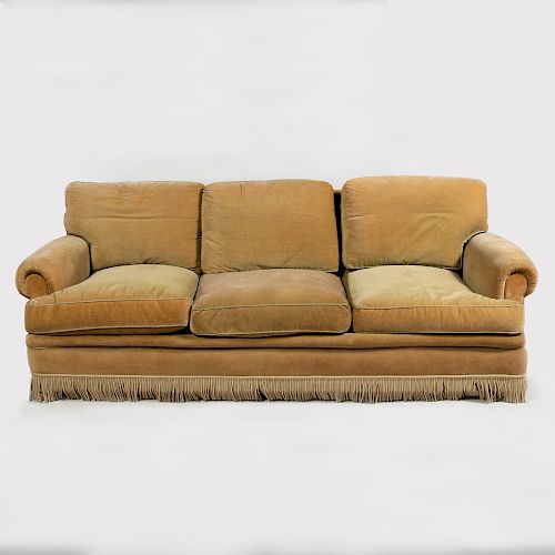 Modern Velvet Upholstered Three Seat Sofa