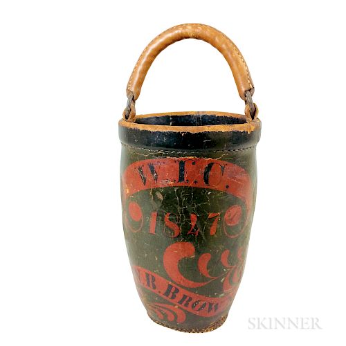 W.B. Brown Painted Leather Fire Bucket