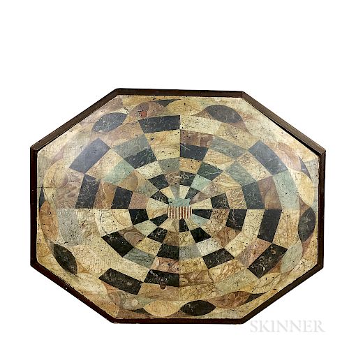 Paint-decorated Pine Octagonal Game Board Table Top