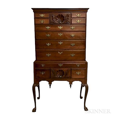 Chippendale Shell-carved Cherry High Chest