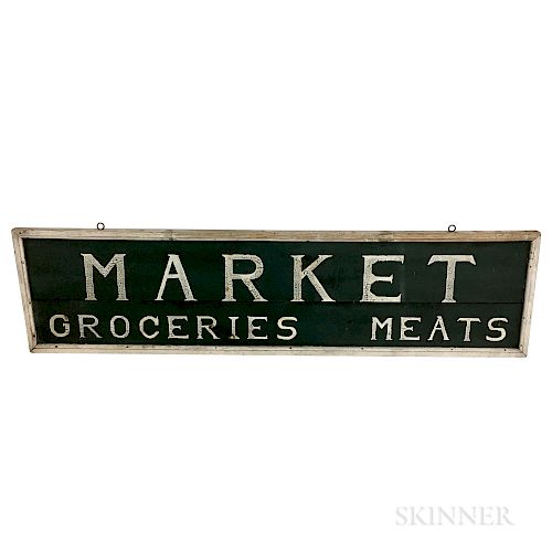 Large Painted Pine "Market/Groceries/Meat" Sign
