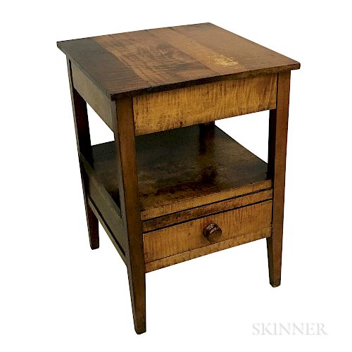 Country Tiger Maple Tiered One-drawer Stand