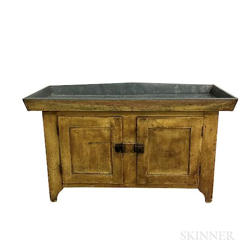 Yellow-painted Pine Dry Sink
