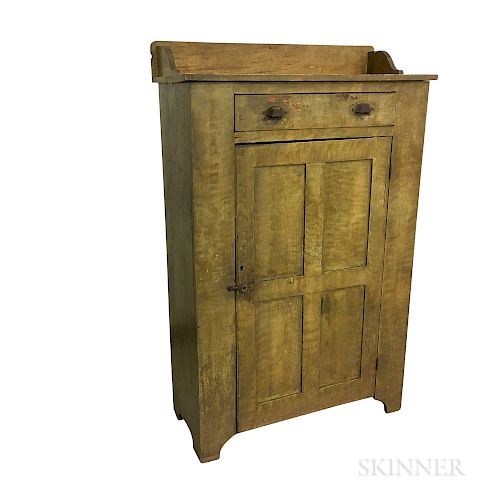 Country Mustard-painted Pine Cupboard