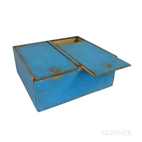 Blue-painted Poplar Double Slide-lid Box