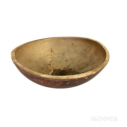 Large Turned and Red-painted Bowl