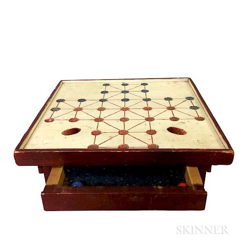 Small Painted Pine Fox and Geese Game Board