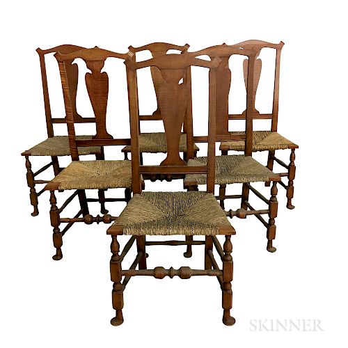 Six Bench-made Tiger Maple Side Chairs
