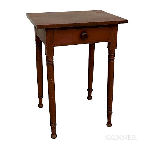 Country Red-painted Pine One-drawer Stand