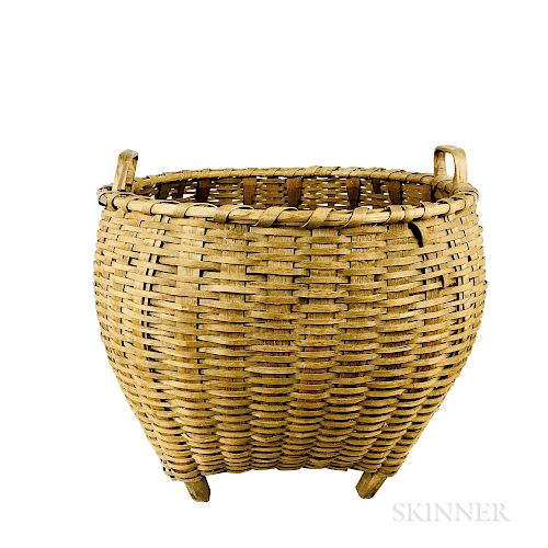 Large Woven Ash Handled Laundry Basket