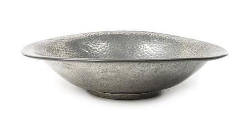 An Arts and Crafts Hammered Tudric Pewter Bowl, Liberty & Co., Diameter 10 inches.