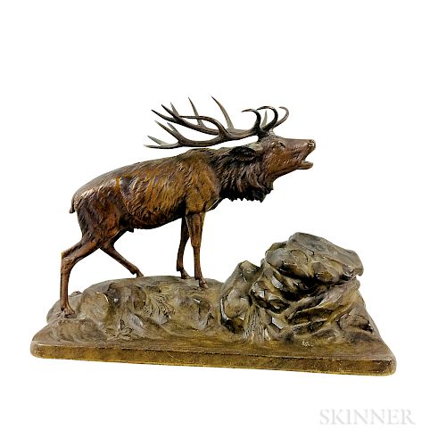 Austrian Bronze Elk Inkstand