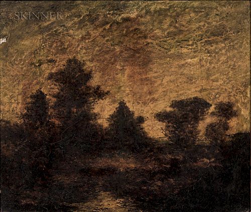 Attributed to Ralph Albert Blakelock (American, 1847-1919)    Landscape at Dusk