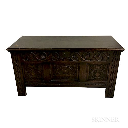 Colonial Revival Carved Oak Coffer