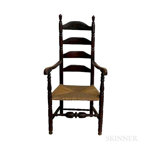Early Stained Maple Ladder-back Armchair