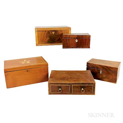 Five Inlaid Mahogany Boxes