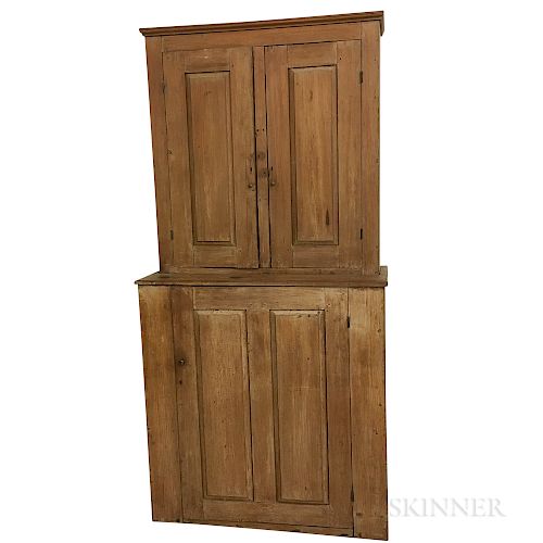 Tall Country Pine Paneled Cupboard