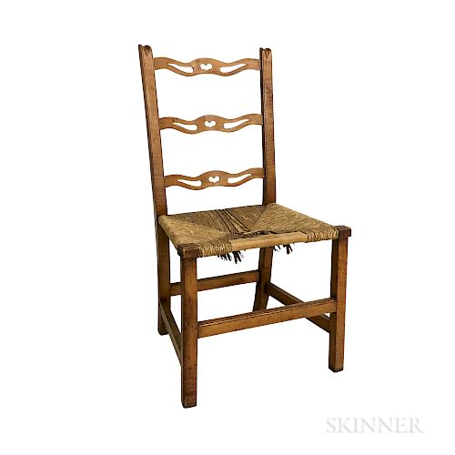 Country Pierced Tiger Maple Rush-seat Side Chair