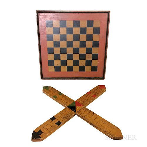 Two Painted Pine Game Boards
