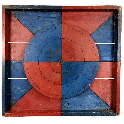 Red- and Blue-painted Carnival Game Wheel