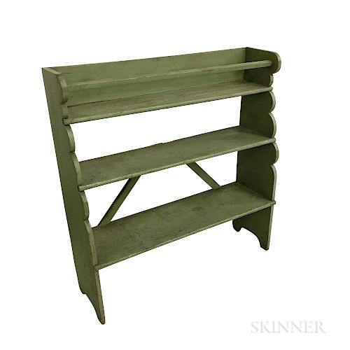 Green-painted Pine Three-tier Bucket Bench