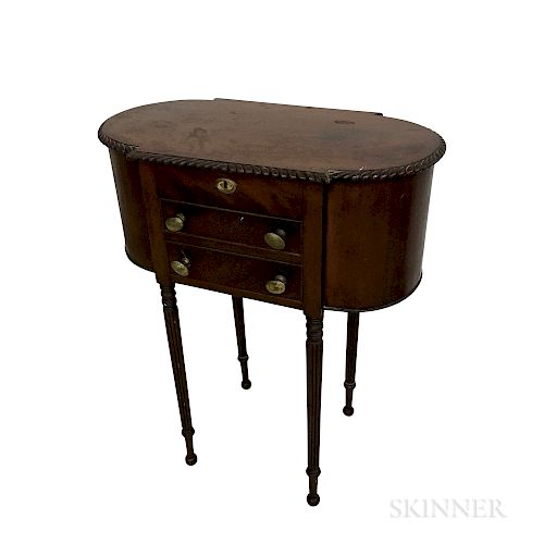 Federal-style Mahogany Veneer Two-drawer Sewing Stand