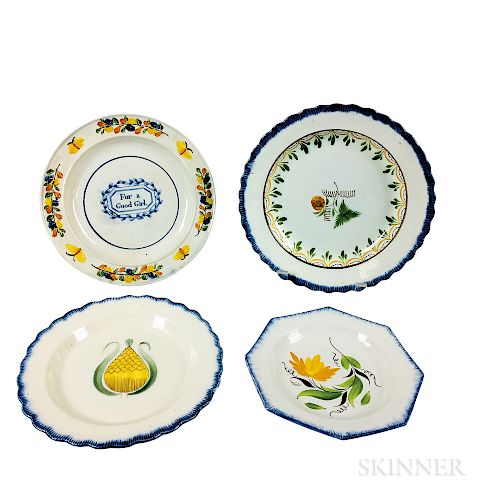 Four Staffordshire Pearlware Ceramic Plates
