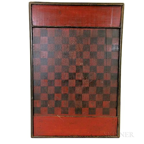 Large Canadian Red- and Black-painted Pine Checkerboard