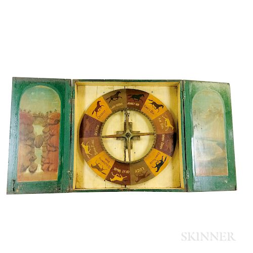 Paint-decorated Pine Wheel of Chance Horse Racing Game