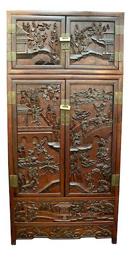 Chinese Exotic Wood Cabinet, 19th Century