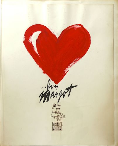 Michaele Vollbracht "Red Heart" Acrylic on Paper