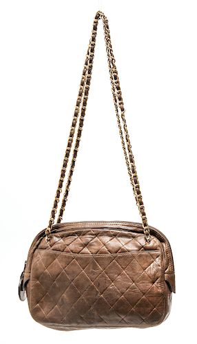 Chanel Vintage Brown Leather Shoulder Bag
