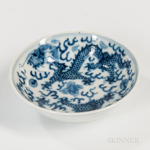 Small Blue and White Dragon Dish