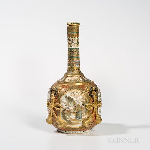 Satsuma Crane-neck Bottle Vase and Cover