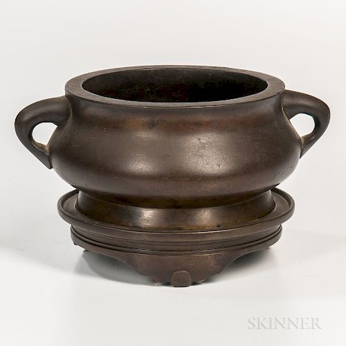 Bronze Bombe Censer and a Stand