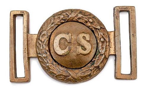 Confederate States Tongue and Wreath Officer's Belt Buckle 