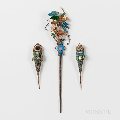 Ornamental Kingfisher Feather Hairpins