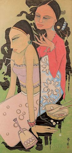 Tay Chee Toh (b. 1941) Watercolor, Hair Dressing