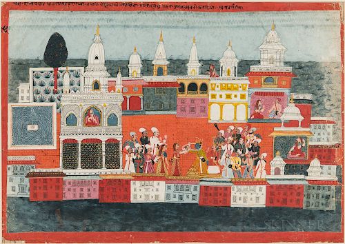 Painting Depicting Krishna Receiving a Garland