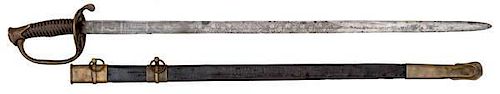 W.J. McElroy Confederate Foot Officer's Sword Presented to Capt D E Stipes 